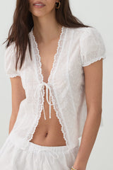 Eyelet Tie Front Top