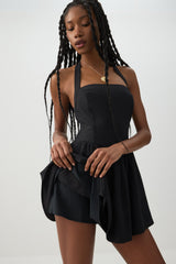 Halter Mini Dress with Built-in Shorts