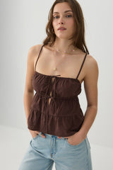 Cotton Crop Tank Top with Front Tie