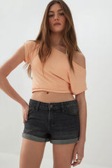 Low Rise Denim Short Shorts