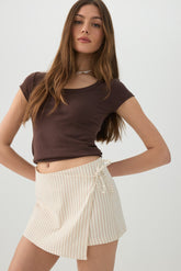 Striped Bengaline Wrap Skort