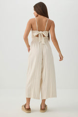 Linen Blend Smocked Bustier Culotte Jumpsuit