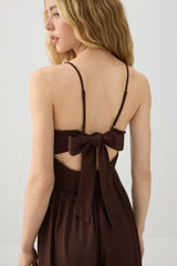 Linen Blend Smocked Bustier Culotte Jumpsuit