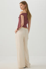 Linen Blend Wide Leg Tailored Pant