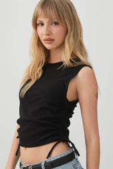 Cropped Tank Top with Side Shirring