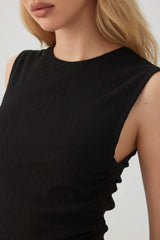 Cropped Tank Top with Side Shirring