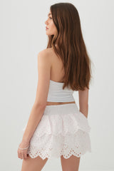 Eyelet Cotton Mini Skort