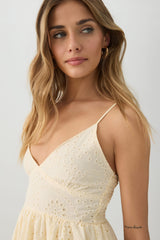 Eyelet Tiered Mini Dress