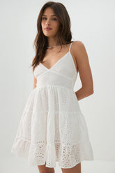Eyelet Tiered Mini Dress