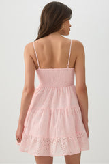 Eyelet Tiered Mini Dress