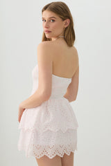 Smocked Eyelet Mini Dress