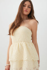 Smocked Eyelet Mini Dress