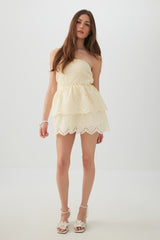 Smocked Eyelet Mini Dress