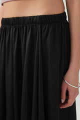 Crinkled Satin Maxi Pleated Skirt