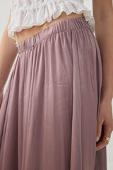 Crinkled Satin Maxi Pleated Skirt