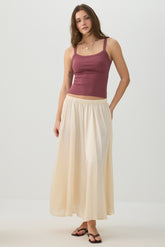 Crinkled Satin Maxi Pleated Skirt