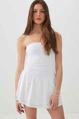 Ribbed Bandeau Ruffled Romper