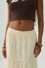 Eyelet Tiered Midi Skirt