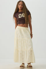 Eyelet Tiered Midi Skirt