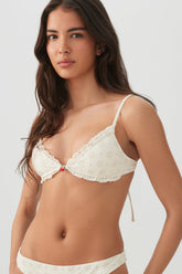 Eyelet Triangle Bikini Top with Charm