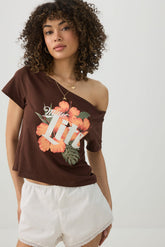 Off Shoulder Crop Graphic T-shirt