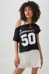 Off Shoulder Crop Formula 1 T-shirt