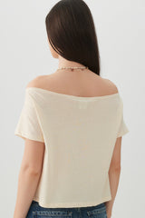 Off Shoulder Crop Graphic T-shirt