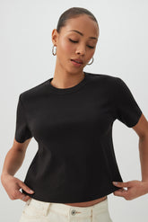 Cropped Boxy Crew Neck T-Shirt