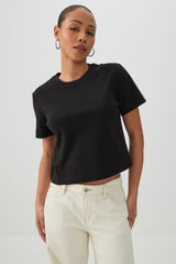 Cropped Boxy Crew Neck T-Shirt