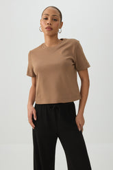Cropped Boxy Crew Neck T-Shirt