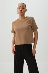 Cropped Boxy Crew Neck T-Shirt