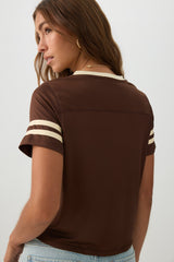 Mesh Jersey V Neck T-Shirt