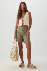 Lace Knit Tie Front Vest