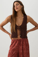 Lace Knit Tie Front Vest