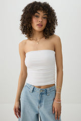 Cropped Ruched Tube Top