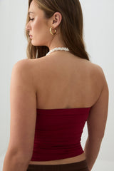 Cropped Ruched Tube Top