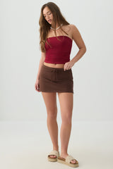 Cropped Ruched Tube Top