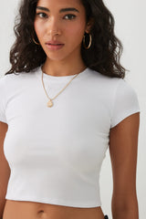 Rib Crew Neck Crop T-Shirt