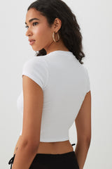 Rib Crew Neck Crop T-Shirt