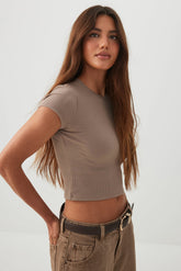 Rib Crew Neck Crop T-Shirt