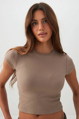Rib Crew Neck Crop T-Shirt