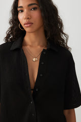 Oversized Crochet Button Up Shirt