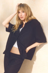 Oversized Crochet Button Up Shirt