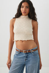 Textured Mock Neck Tank Top