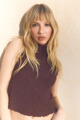 Textured Mock Neck Tank Top