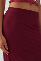 Midi Rib Side Slit Skirt
