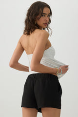 Linen Blend Mid Rise Shorts