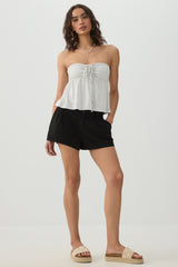 Linen Blend Mid Rise Shorts