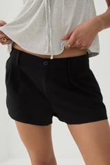 Linen Blend Mid Rise Shorts