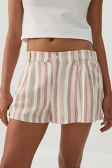Linen Blend Mid Rise Shorts